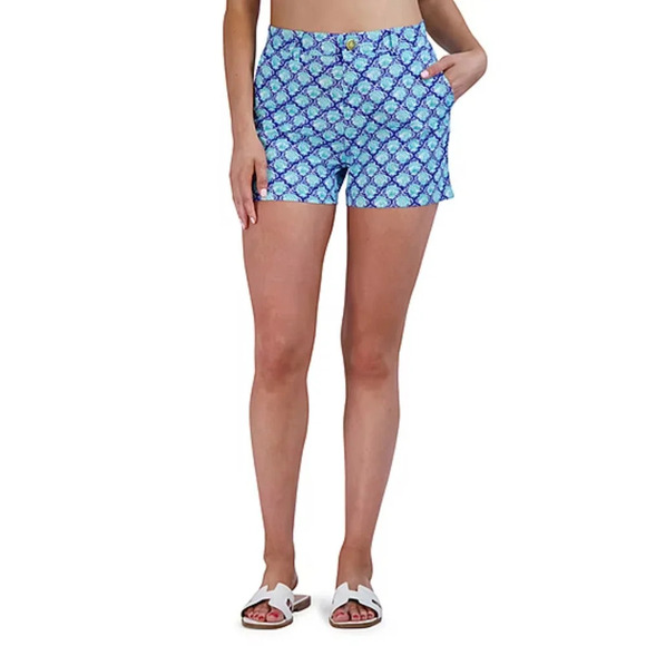 NWT Stella Parker Women's Stretch Fabric Chino Seashell Pattern Short Size 10 - Picture 1 of 7